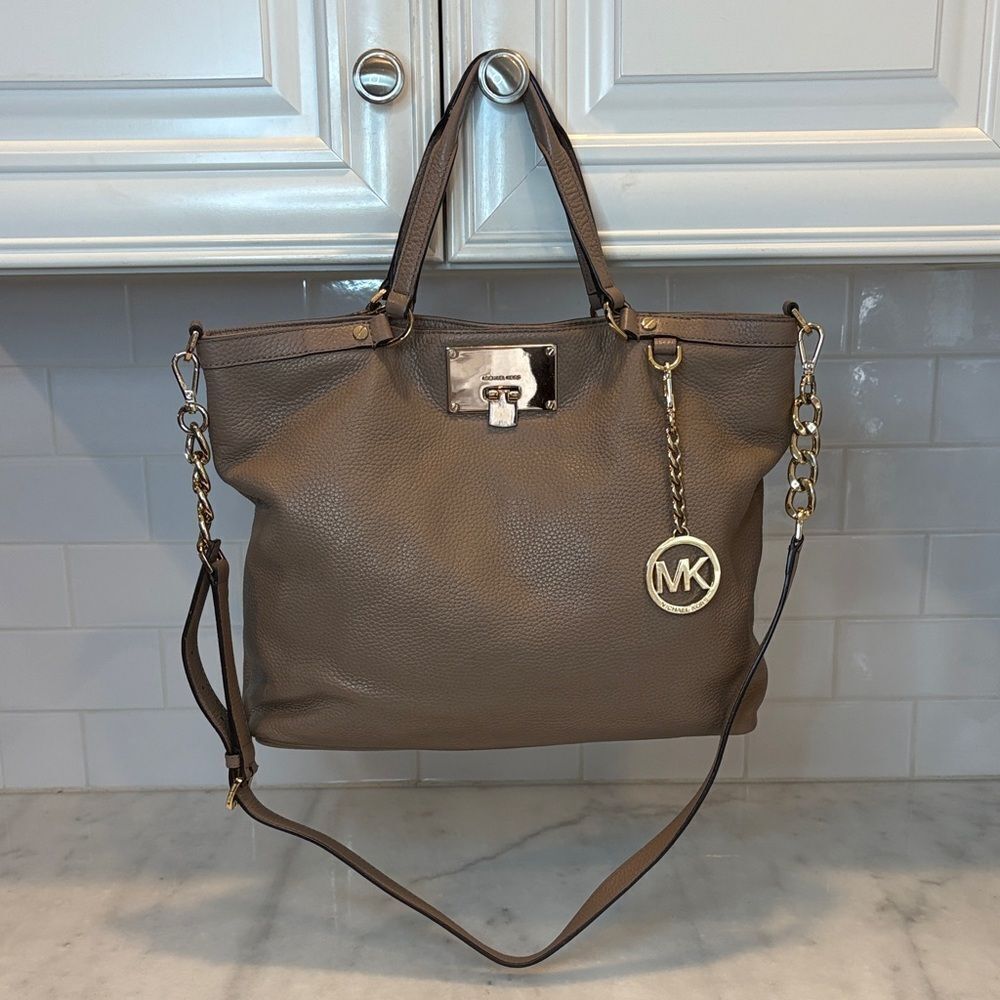 Michael Kors Bag Purse Handbag Leather Channing Large Pebbled Satchel Tote Bag